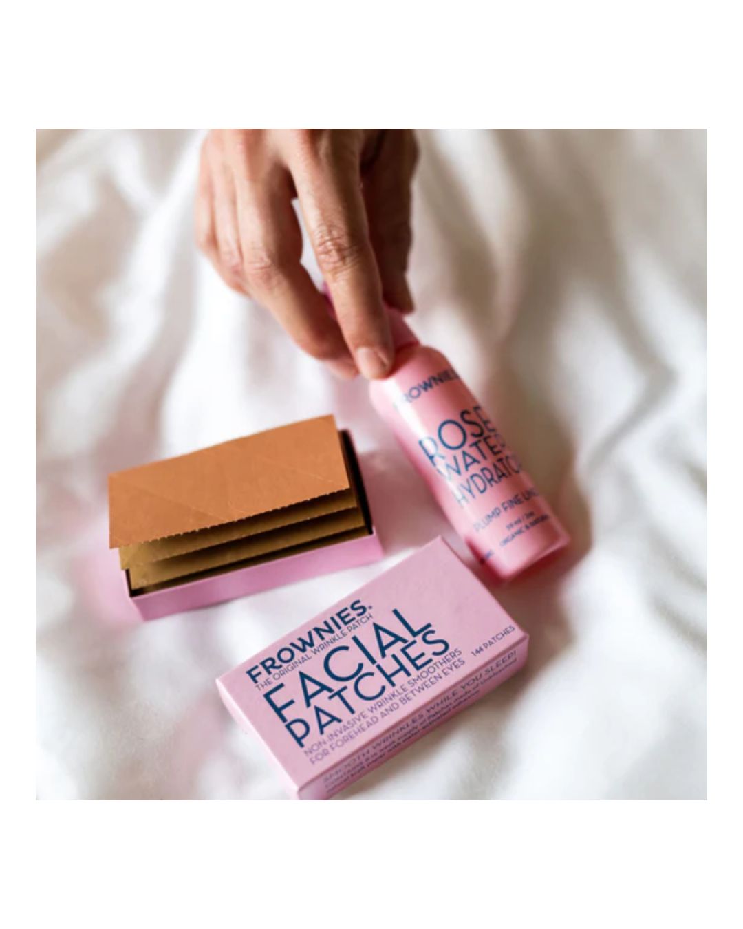 Frownies Paket för pannan - Ansiktsplåster & Rose Water Spray