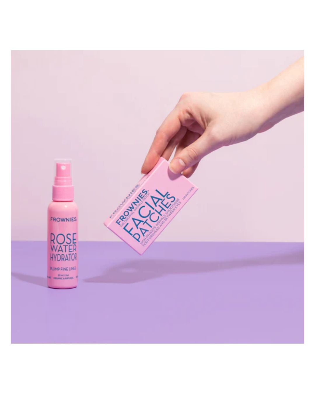 Frownies Paket för pannan - Ansiktsplåster & Rose Water Spray