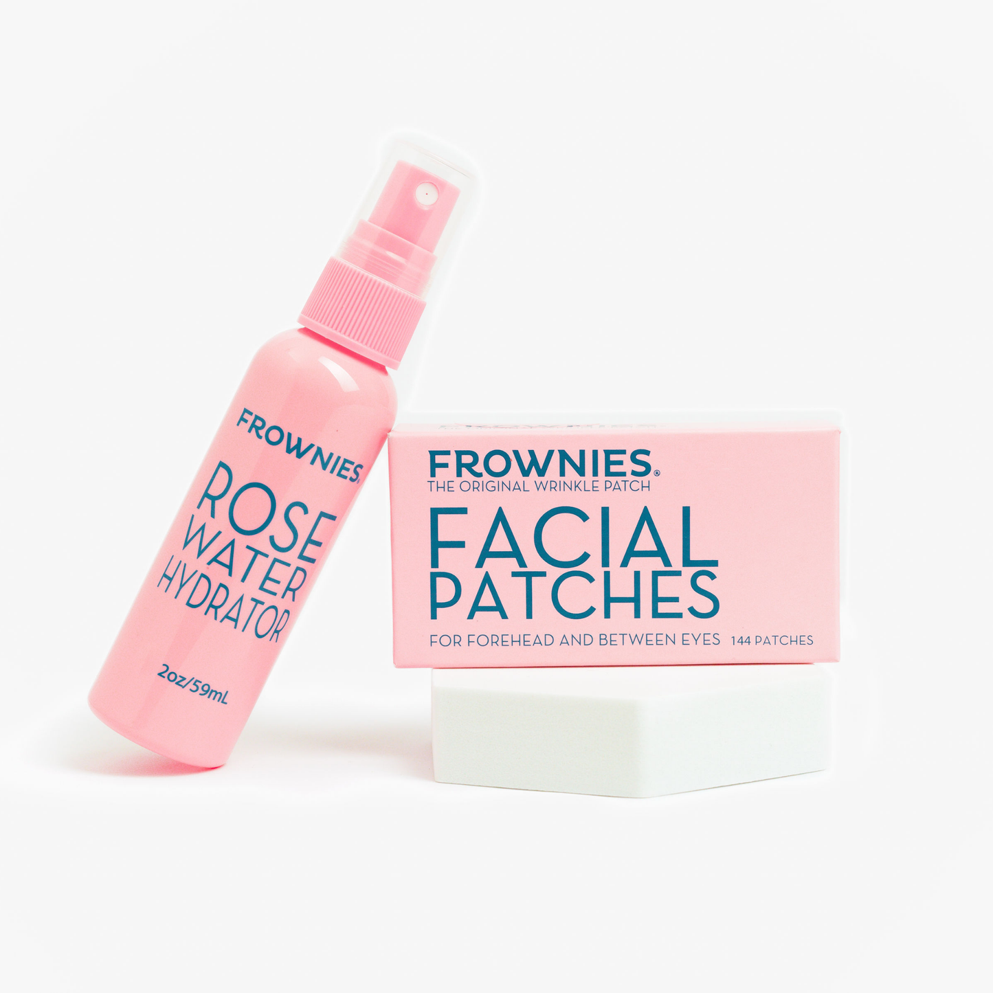 Frownies Rose Water Hydrator och Facial Patches-förpackning – komplett paket för pannan.