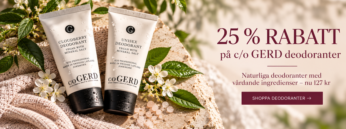 Två c/o Gerd deodoranter, Cloudberry och Unisex, med 25 % rabatt