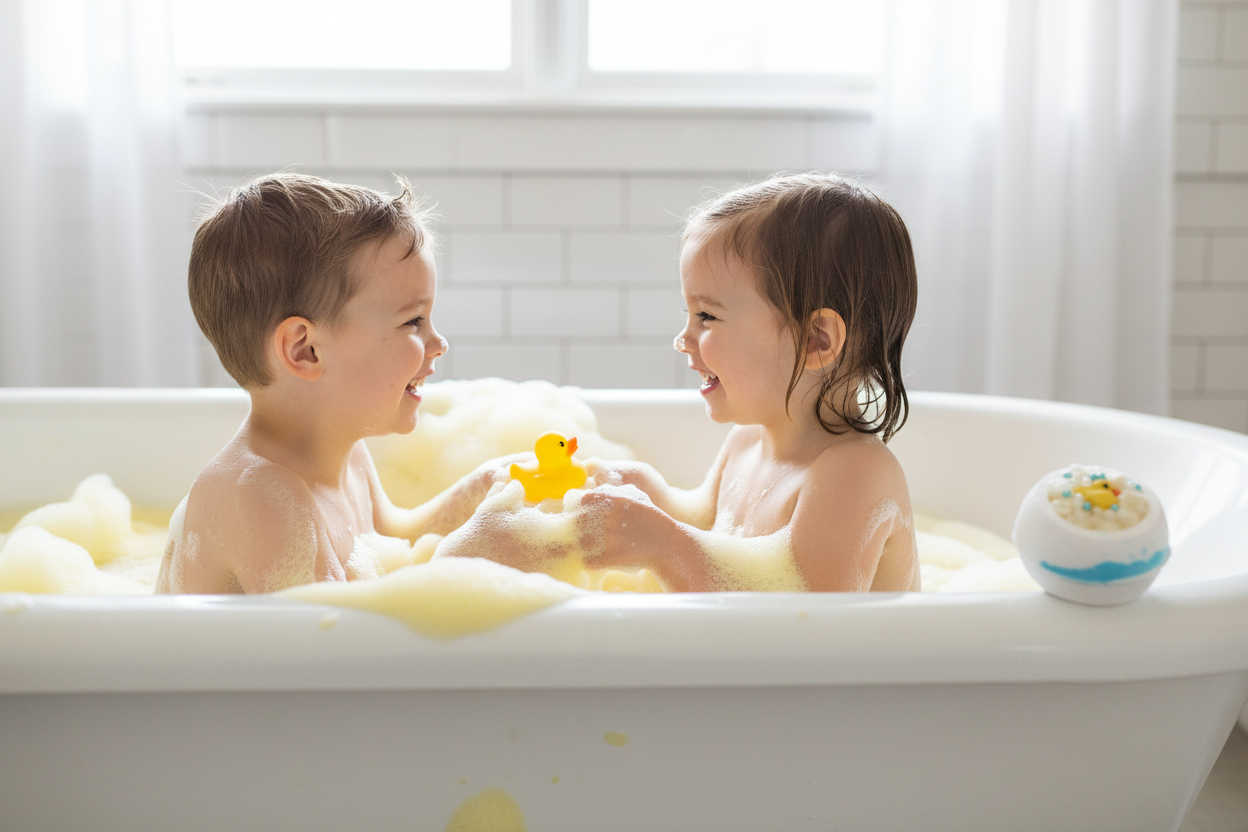 Little Ducky badbomb - barn leker tillsammans