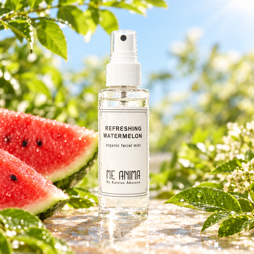 Refreshing Watermelon Organic Facial Mist från Me Anima mot vit bakgrund.